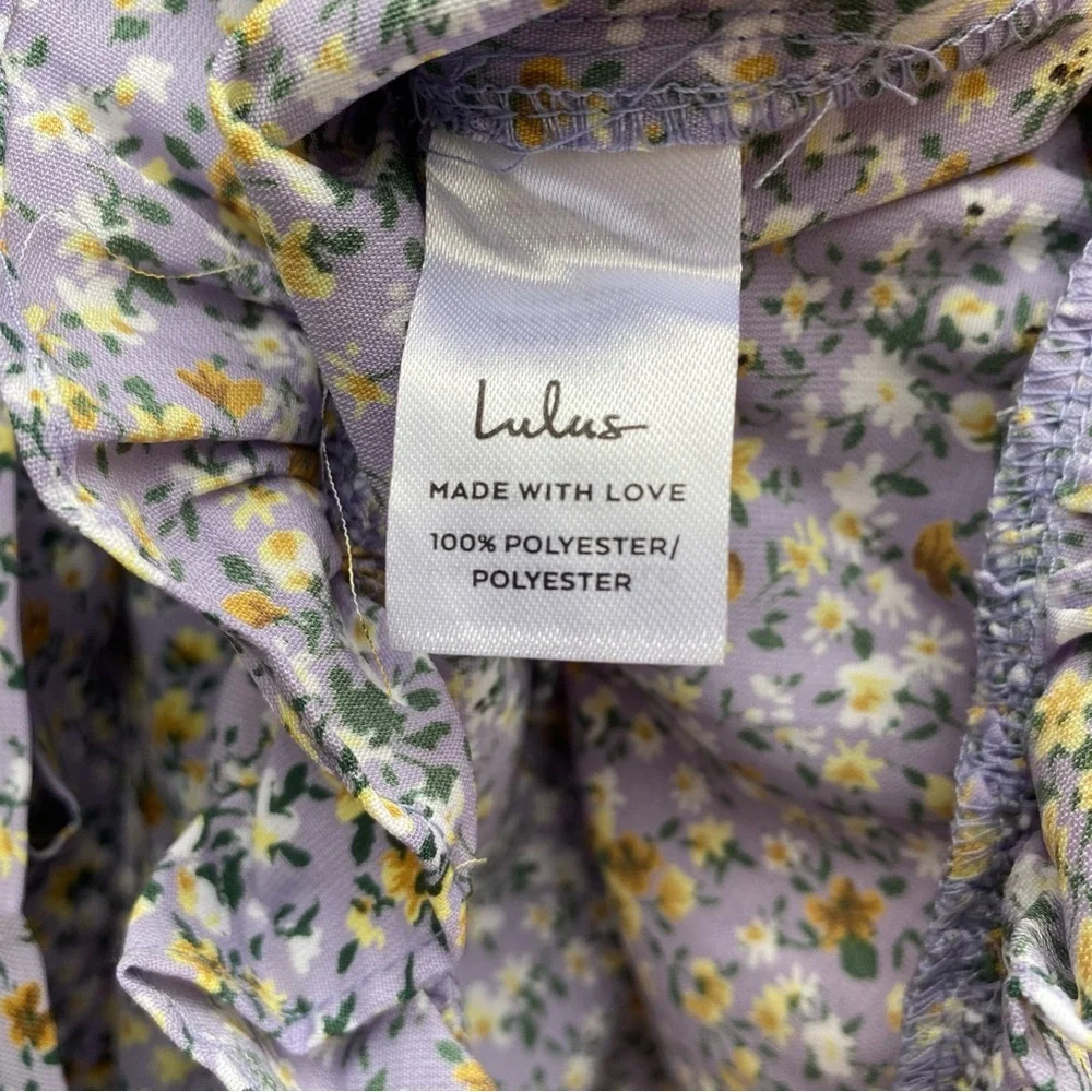 Lulus Sweetie Season Purple Floral Print Ruffled Hem Shorts Womens Size XL NWT